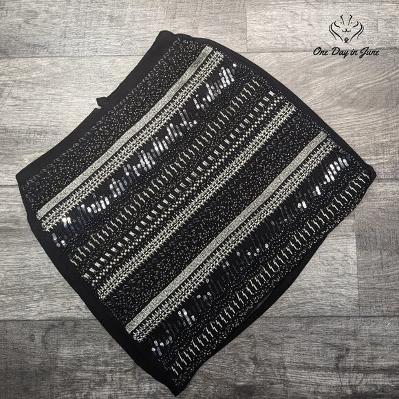 H&M Beaded Sequin Mini Skirt Size 4 - Picture 1 of 5